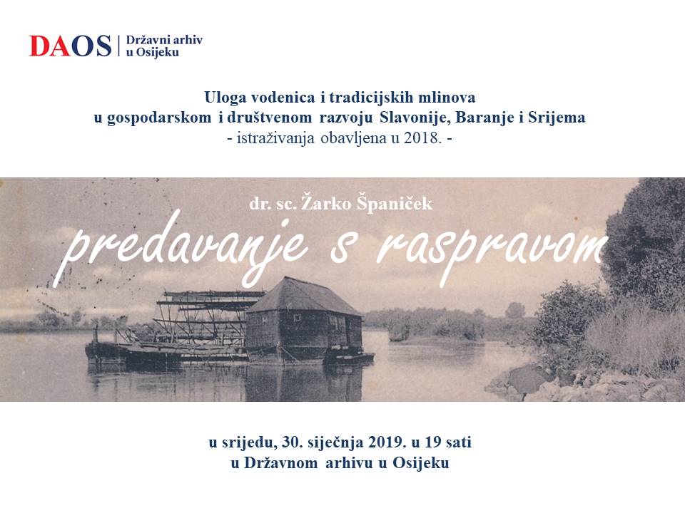 Poziv Dravni arhiv Uloga vodenica u prolosti