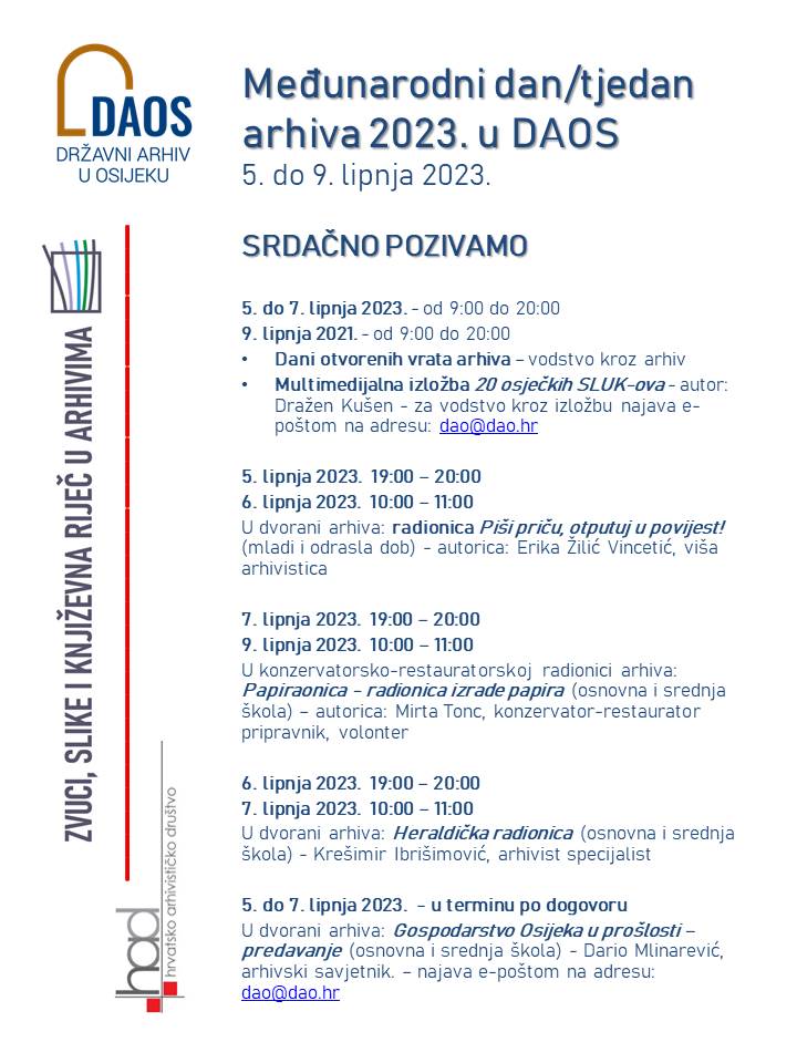 DAOS POZIVNICA Medunarodni dan tjedan arhiva 2023